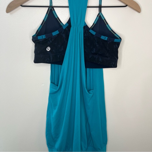 Lululemon No Limits Tank Size Six Teal Navy Activewear Training Built In Bra - Picture 8 of 10